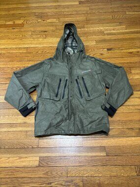 Compass 360 Mens Jacket Sz L Green Hooded Waterproof Rain Windbreaker Outdoor